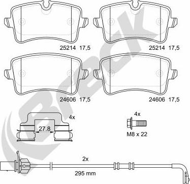 Breck 25214 00 554 00 - Kit de plaquettes de frein, frein à disque cwaw.fr