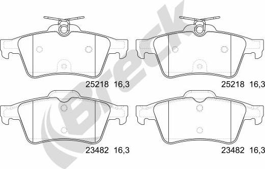 Breck 25218 00 702 00 - Kit de plaquettes de frein, frein à disque cwaw.fr