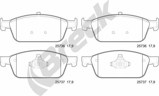 Breck 25736 00 701 00 - Kit de plaquettes de frein, frein à disque cwaw.fr