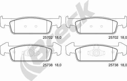 Breck 25738 00 702 00 - Kit de plaquettes de frein, frein à disque cwaw.fr