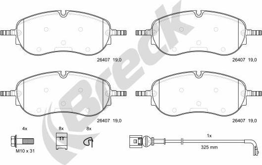 Breck 26407 00 651 00 - Kit de plaquettes de frein, frein à disque cwaw.fr