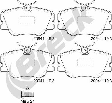 Breck 20941 00 701 00 - Kit de plaquettes de frein, frein à disque cwaw.fr