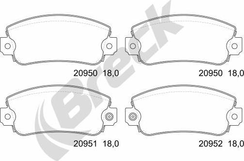 Breck 209500070210 - Kit de plaquettes de frein, frein à disque cwaw.fr