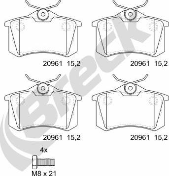 Breck 20961 00 704 00 - Kit de plaquettes de frein, frein à disque cwaw.fr