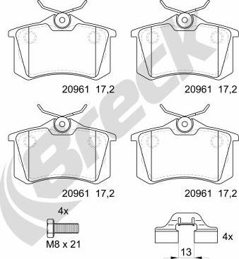 Breck 20961 10 704 00 - Kit de plaquettes de frein, frein à disque cwaw.fr