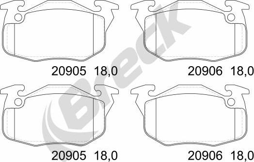 Breck 20906 00 702 00 - Kit de plaquettes de frein, frein à disque cwaw.fr