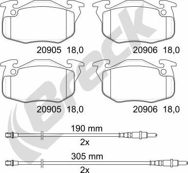 Breck 20906 00 702 10 - Kit de plaquettes de frein, frein à disque cwaw.fr