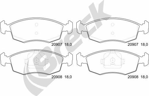 Breck 20908 00 702 00 - Kit de plaquettes de frein, frein à disque cwaw.fr