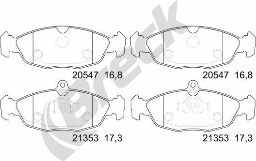 Breck 20547 00 702 00 - Kit de plaquettes de frein, frein à disque cwaw.fr