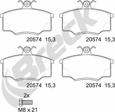 Breck 20574 00 701 00 - Kit de plaquettes de frein, frein à disque cwaw.fr