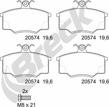 Breck 20574 10 701 00 - Kit de plaquettes de frein, frein à disque cwaw.fr