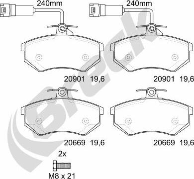 Breck 20669 10 701 10 - Kit de plaquettes de frein, frein à disque cwaw.fr