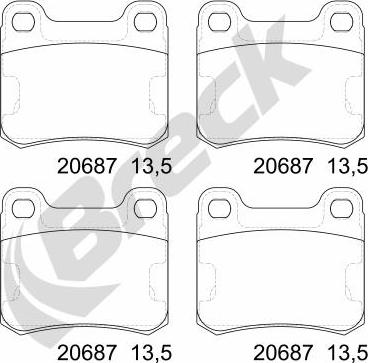 Breck 20687 00 704 00 - Kit de plaquettes de frein, frein à disque cwaw.fr