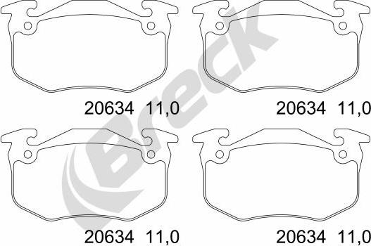 Breck 20634 00 702 00 - Kit de plaquettes de frein, frein à disque cwaw.fr