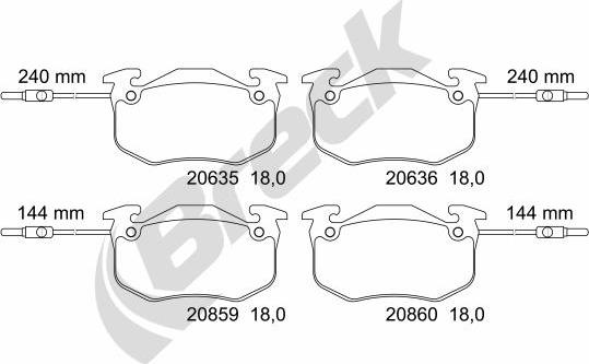 Breck 20635 00 702 10 - Kit de plaquettes de frein, frein à disque cwaw.fr