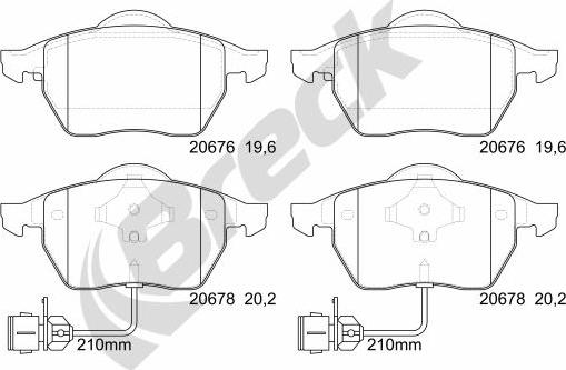 Breck 20676 00 701 10 - Kit de plaquettes de frein, frein à disque cwaw.fr