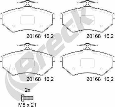 Breck 20168 00 701 00 - Kit de plaquettes de frein, frein à disque cwaw.fr