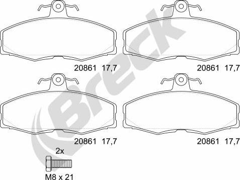 Breck 20861 00 702 00 - Kit de plaquettes de frein, frein à disque cwaw.fr