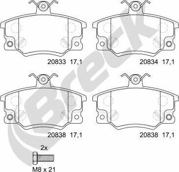 Breck 208330070110 - Kit de plaquettes de frein, frein à disque cwaw.fr