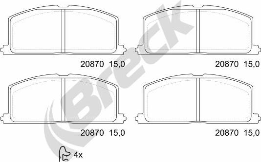 Breck 20870 00 701 10 - Kit de plaquettes de frein, frein à disque cwaw.fr