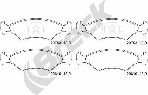 Breck 20753 00 701 00 - Kit de plaquettes de frein, frein à disque cwaw.fr