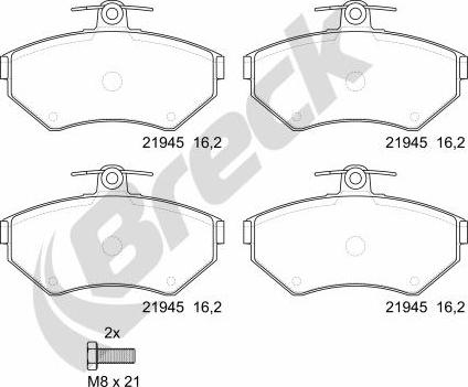 Breck 21945 00 701 00 - Kit de plaquettes de frein, frein à disque cwaw.fr