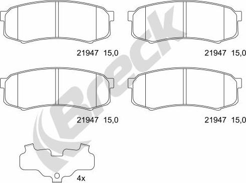 Breck 21947 00 702 00 - Kit de plaquettes de frein, frein à disque cwaw.fr