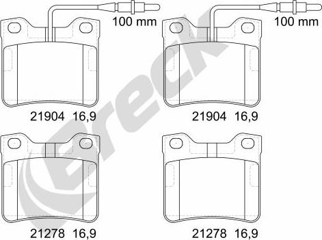 Breck 21904 00 701 10 - Kit de plaquettes de frein, frein à disque cwaw.fr