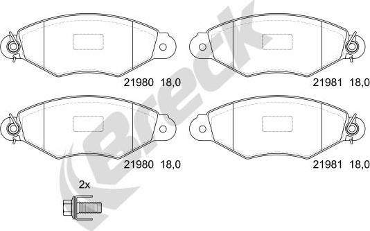 Breck 21980 00 702 00 - Kit de plaquettes de frein, frein à disque cwaw.fr