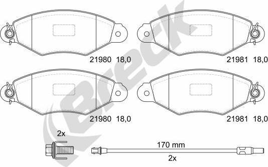 Breck 21980 00 702 10 - Kit de plaquettes de frein, frein à disque cwaw.fr