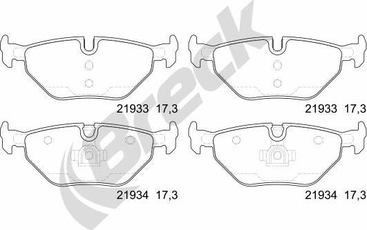 Breck 21934 00 704 00 - Kit de plaquettes de frein, frein à disque cwaw.fr