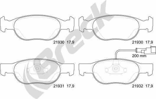 Breck 21930 00 702 10 - Kit de plaquettes de frein, frein à disque cwaw.fr