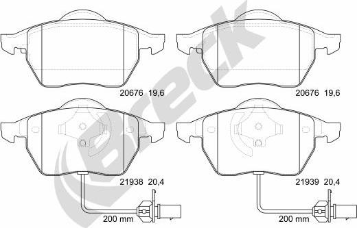 Breck 21938 00 701 10 - Kit de plaquettes de frein, frein à disque cwaw.fr