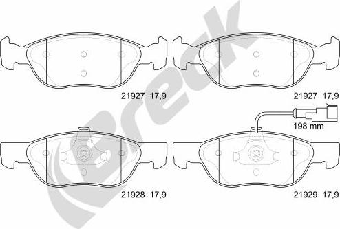 Breck 21927 00 702 10 - Kit de plaquettes de frein, frein à disque cwaw.fr