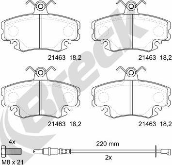 Breck 21463 00 702 10 - Kit de plaquettes de frein, frein à disque cwaw.fr