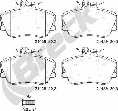 Breck 21439 00 701 10 - Kit de plaquettes de frein, frein à disque cwaw.fr