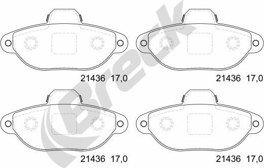 Breck 21436 00 702 00 - Kit de plaquettes de frein, frein à disque cwaw.fr