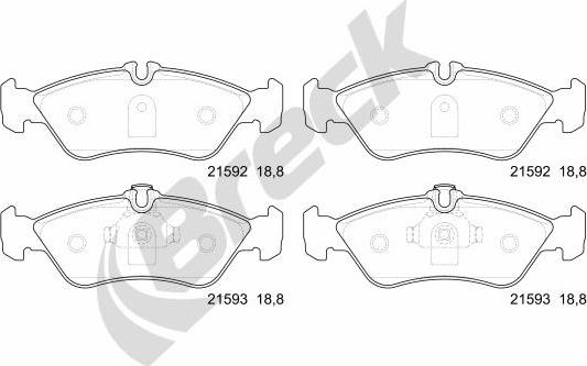 Breck 21592 00 705 10 - Kit de plaquettes de frein, frein à disque cwaw.fr