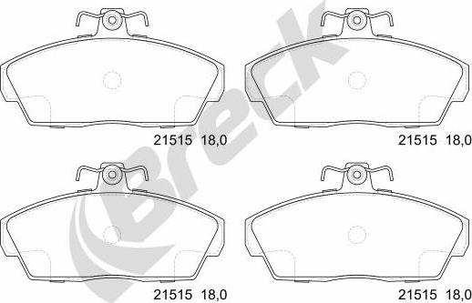 Breck 21515 00 702 10 - Kit de plaquettes de frein, frein à disque cwaw.fr