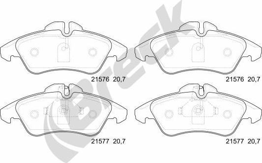 Breck 21576 00 703 10 - Kit de plaquettes de frein, frein à disque cwaw.fr