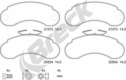 Breck 21573 00 706 00 - Kit de plaquettes de frein, frein à disque cwaw.fr