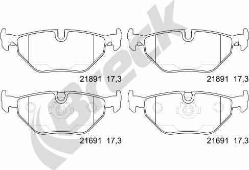 Breck 21691 00 702 00 - Kit de plaquettes de frein, frein à disque cwaw.fr