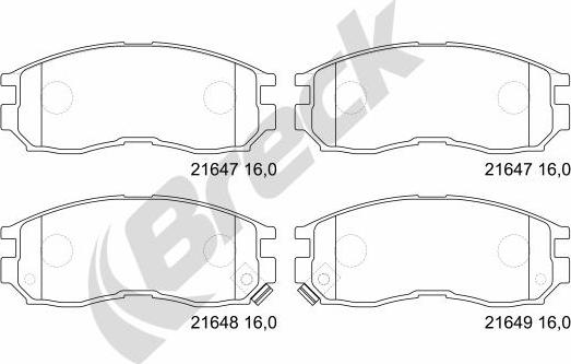 Breck 21647 00 701 10 - Kit de plaquettes de frein, frein à disque cwaw.fr