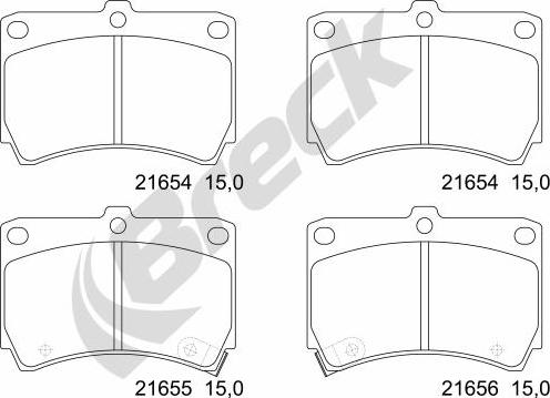 Breck 21654 00 702 10 - Kit de plaquettes de frein, frein à disque cwaw.fr