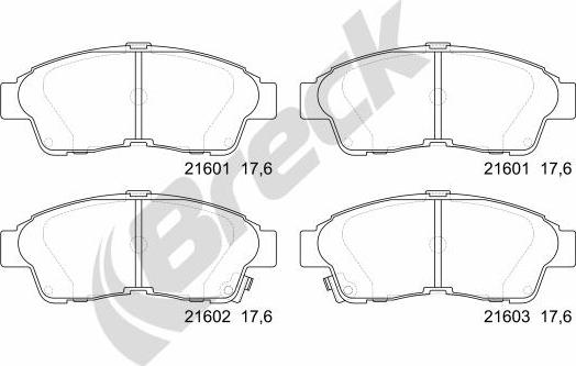 Breck 21601 00 701 10 - Kit de plaquettes de frein, frein à disque cwaw.fr