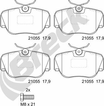 Breck 21055 00 701 00 - Kit de plaquettes de frein, frein à disque cwaw.fr