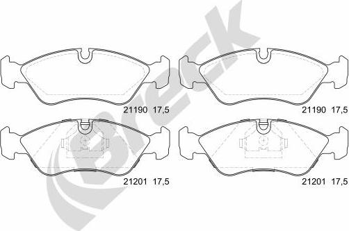 Breck 21190 00 701 00 - Kit de plaquettes de frein, frein à disque cwaw.fr