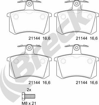 Breck 21144 00 704 00 - Kit de plaquettes de frein, frein à disque cwaw.fr