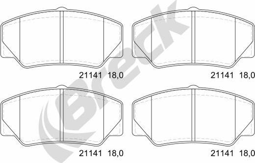 Breck 21141 00 701 00 - Kit de plaquettes de frein, frein à disque cwaw.fr