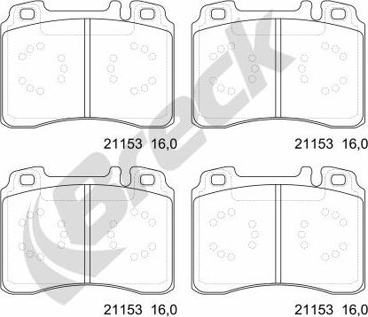 Breck 21153 00 701 20 - Kit de plaquettes de frein, frein à disque cwaw.fr